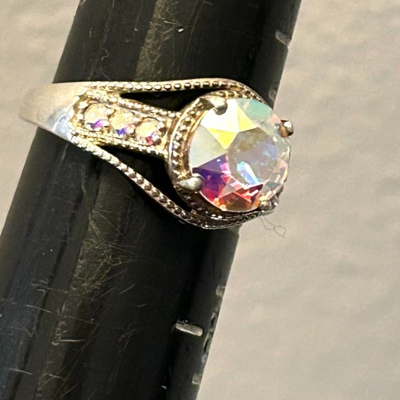 Estate Mystic Topaz Sterling Silver Marked 925 Round Cut Ring D'Joy - Picture 2 of 9